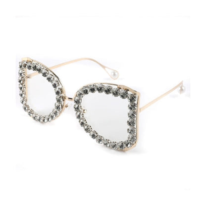 Diamond Large Frame Pearl Sunglasses