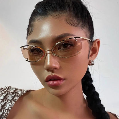 Y2K Semi-rimless Cat Eye Sunglasses