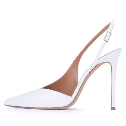 Pointed Toe Side Cut Stiletto Slingback Pumps