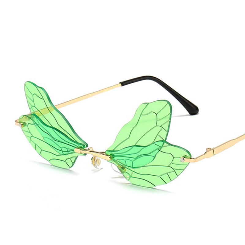 Butterfly Wings Rimless Punk Sunglasses