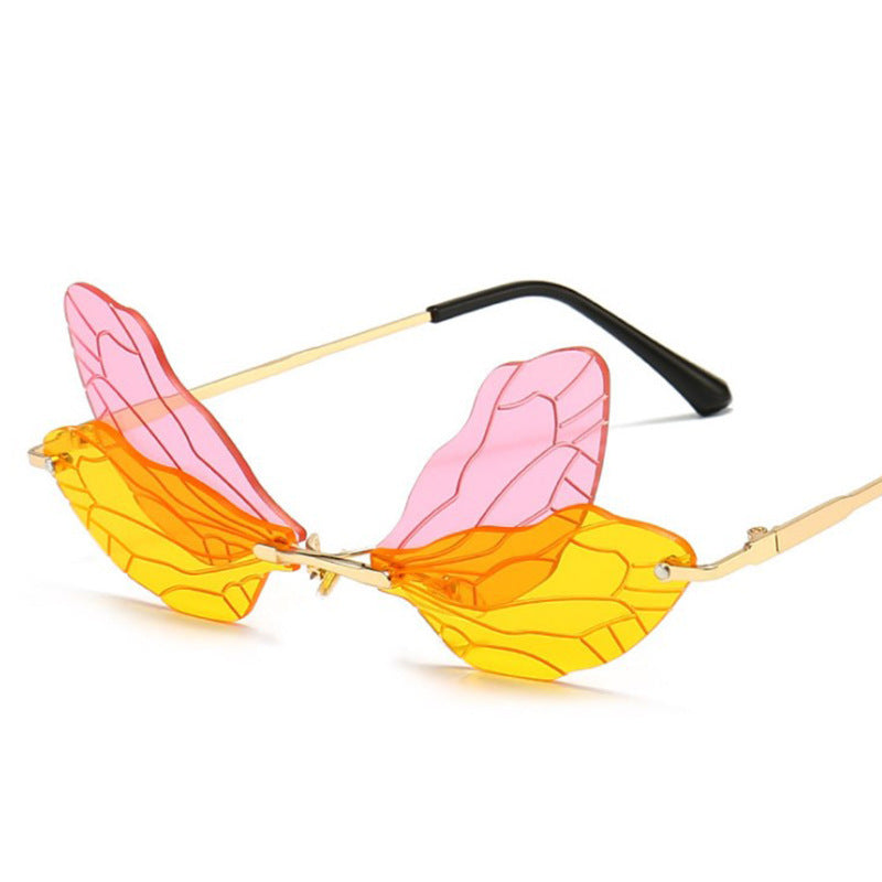 Butterfly Wings Rimless Punk Sunglasses