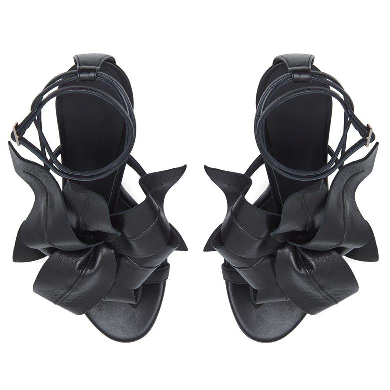 Flower Round Toe Ankle Strap Stiletto Sandals