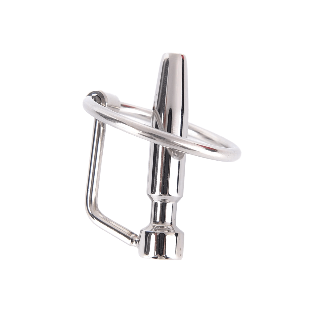 Hollow Steel Urethral Dilator With Cock Ring