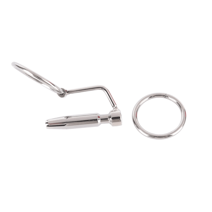 Hollow Steel Urethral Dilator With Cock Ring