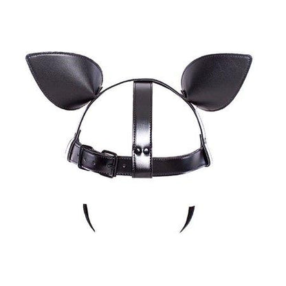 Sultry Black Leather Dog Mask Helmet