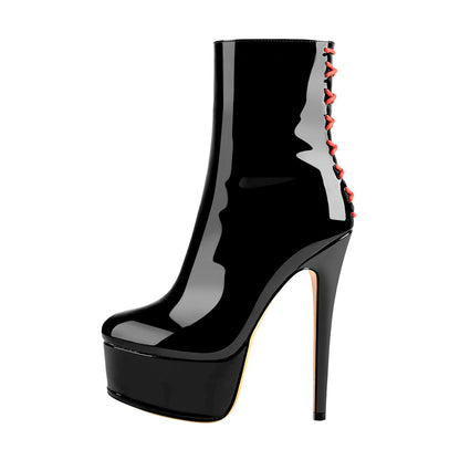 Platform Stiletto High Heel Patent leather Ankle Boots