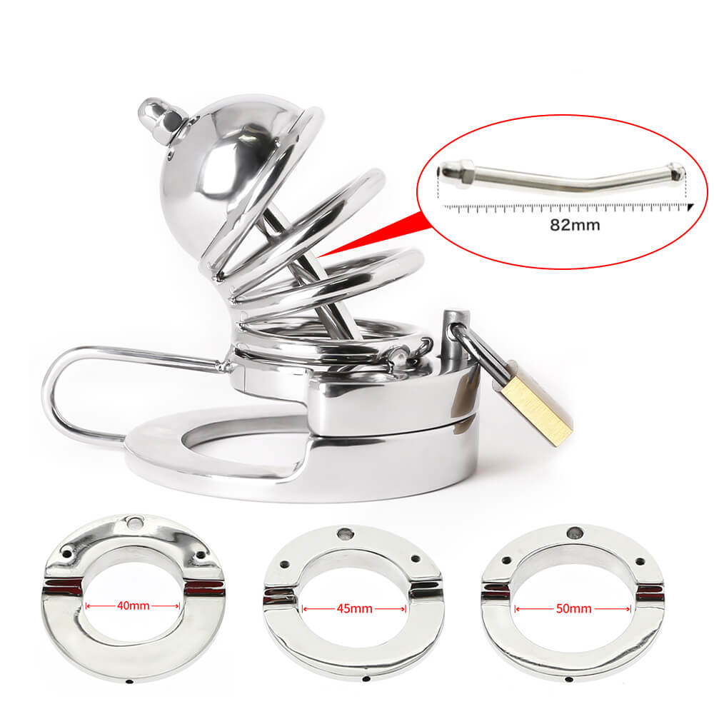 2 in1 Stainless Steel Helmet Chastity Cage