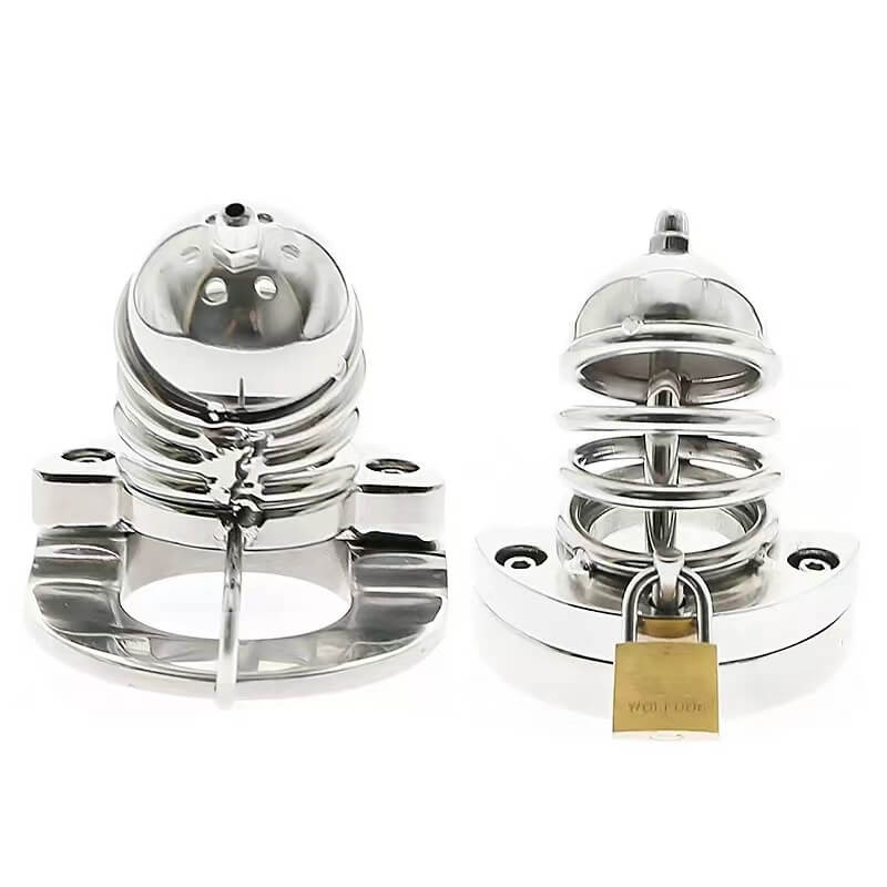 2 in1 Stainless Steel Helmet Chastity Cage