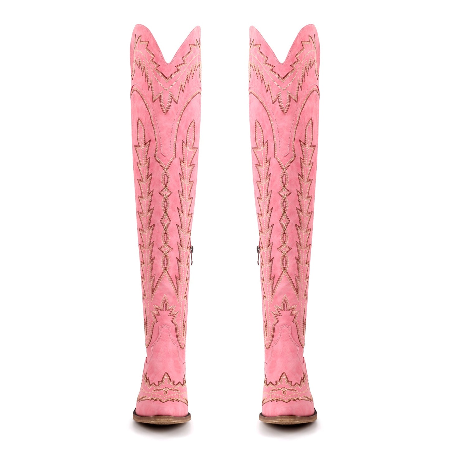 Embroidery Back Lace-up Over The Knee Western Boots