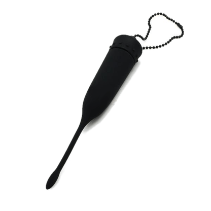 Vibrating Waterproof Black Silicone Penis Plug