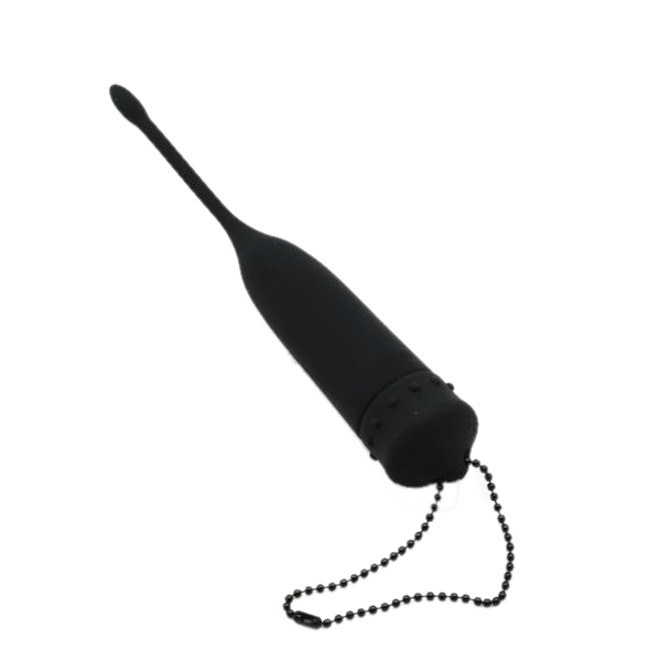 Vibrating Waterproof Black Silicone Penis Plug