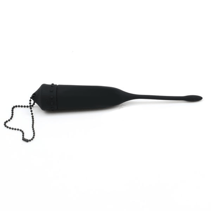 Vibrating Waterproof Black Silicone Penis Plug