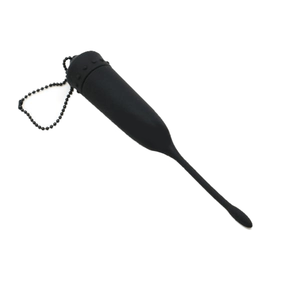 Vibrating Waterproof Black Silicone Penis Plug