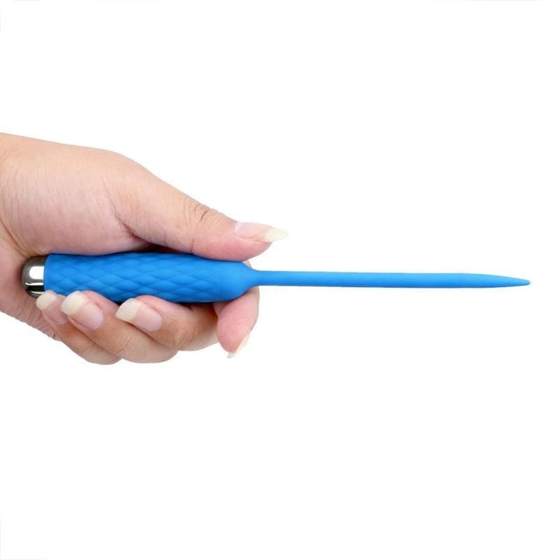 10-Speed Blue Silicone Penis Plug