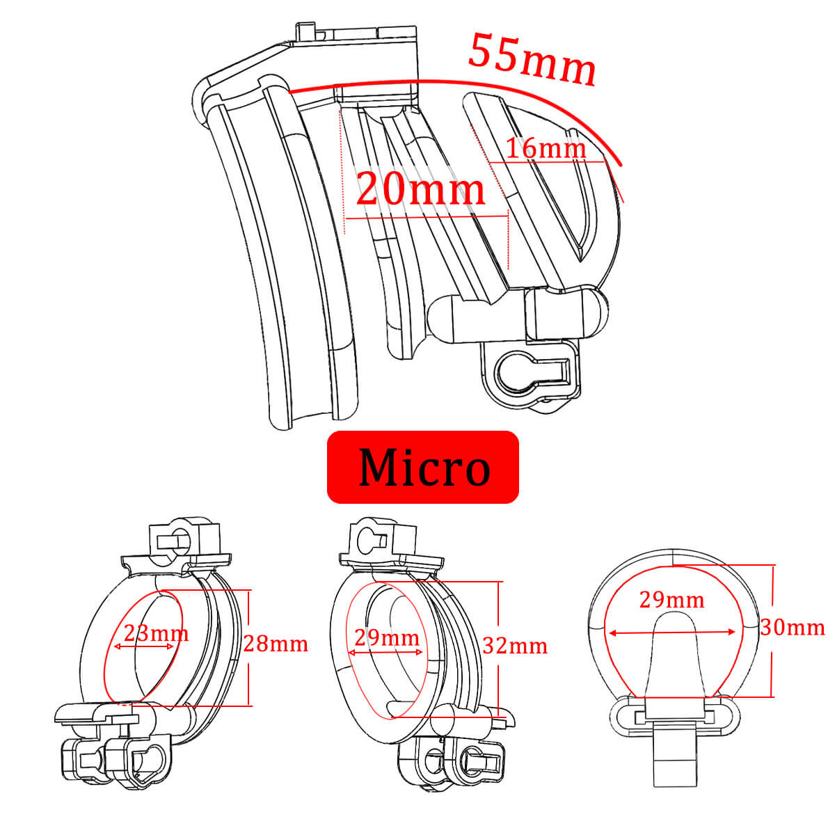 3D Double-headed Chastity Cage with 3 Rings