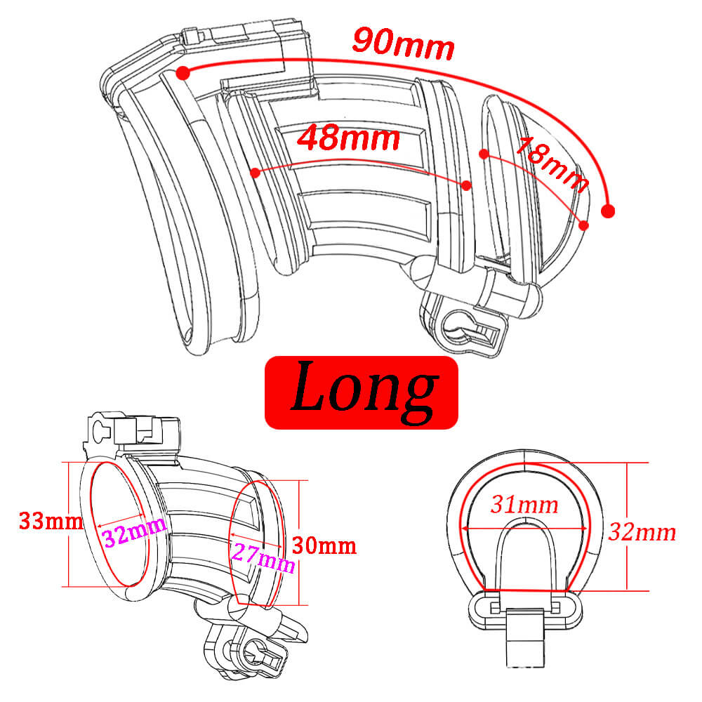 3D Double-headed Chastity Cage with 3 Rings