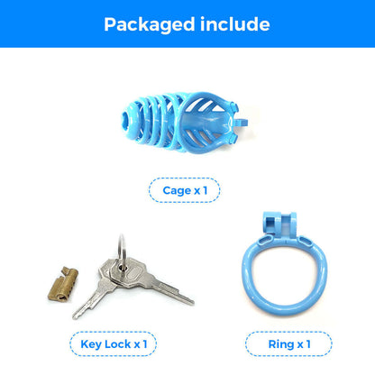 3D Sexy Blue Chastity Devices Cock Cage