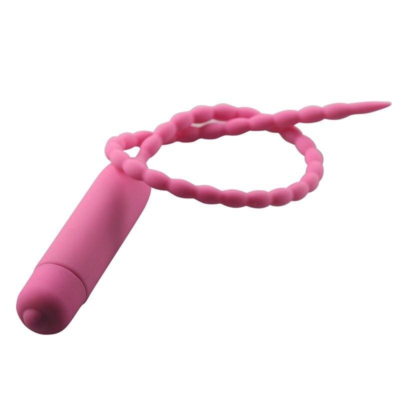 10-Speed Beaded Silicone Penis Plug 14 Inches Long