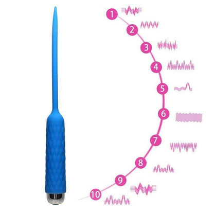 10-Speed Blue Silicone Penis Plug