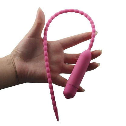 10-Speed Beaded Silicone Penis Plug 14 Inches Long