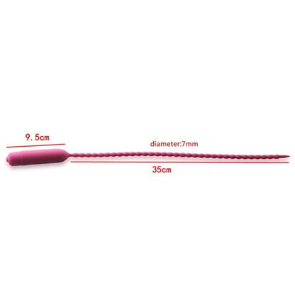 10-Speed Beaded Silicone Penis Plug 14 Inches Long