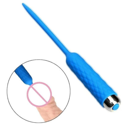 10-Speed Blue Silicone Penis Plug