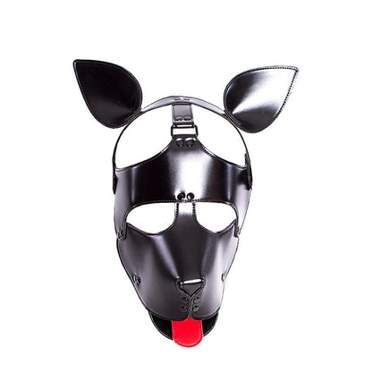 Sultry Black Leather Dog Mask Helmet