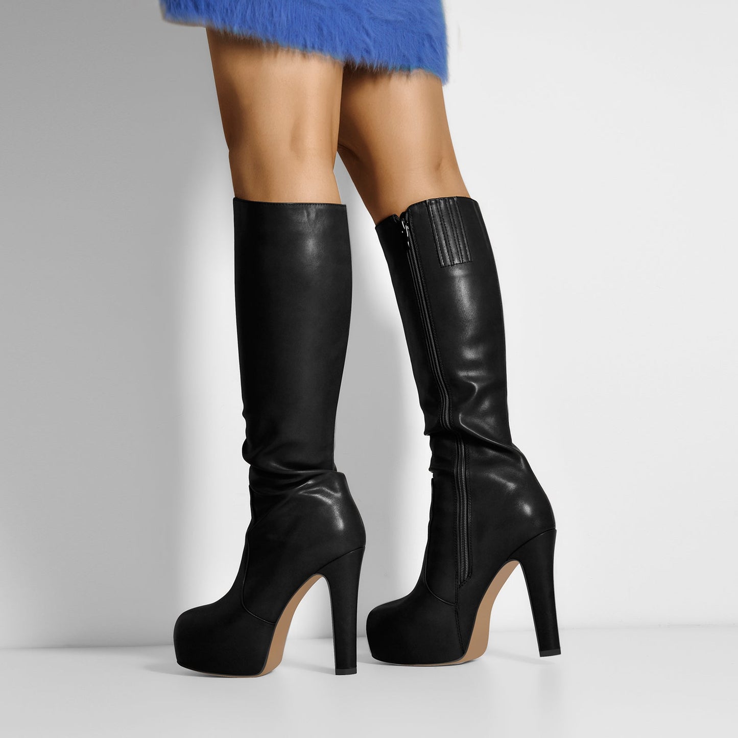 Platform High Heel Zipper Knee High Boots