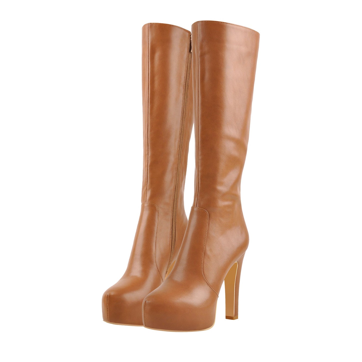 Platform High Heel Zipper Knee High Boots