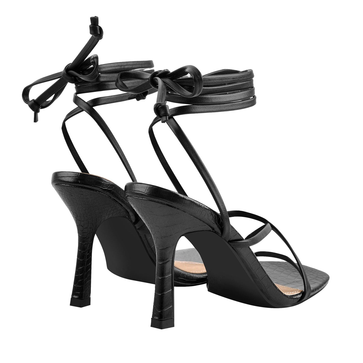 Ankle Strap Square Toe Stiletto Sandals