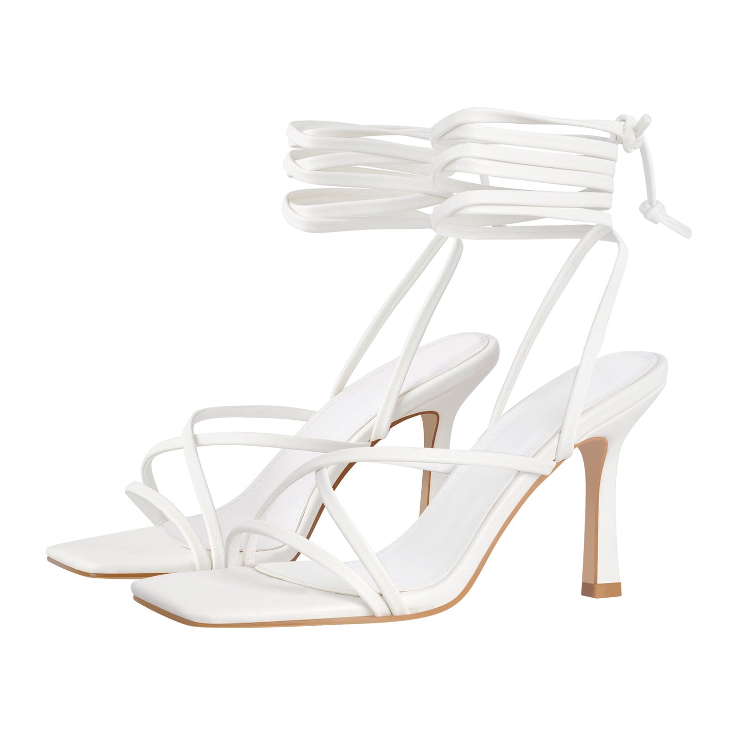 Ankle Strap Square Toe Stiletto Sandals