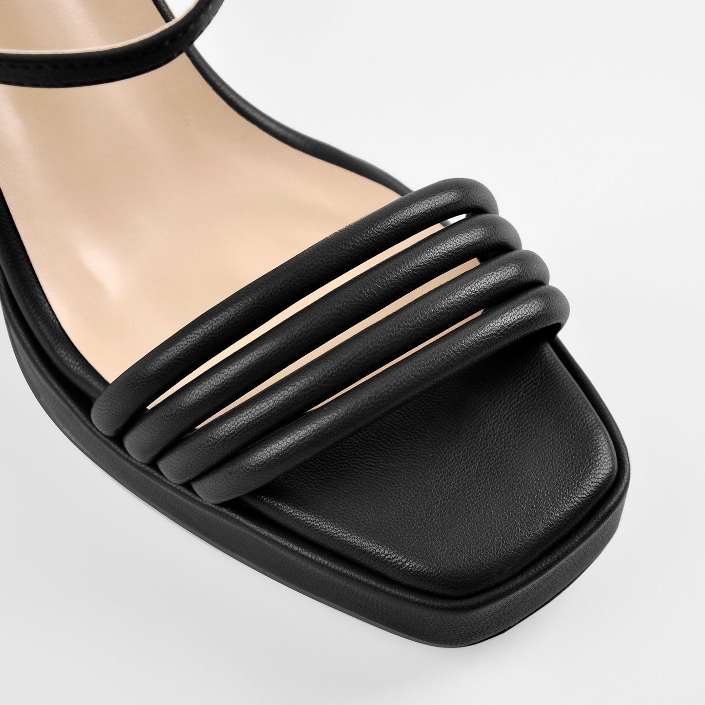 Platform Design Heel Ankle Strap Black Brown Sandals