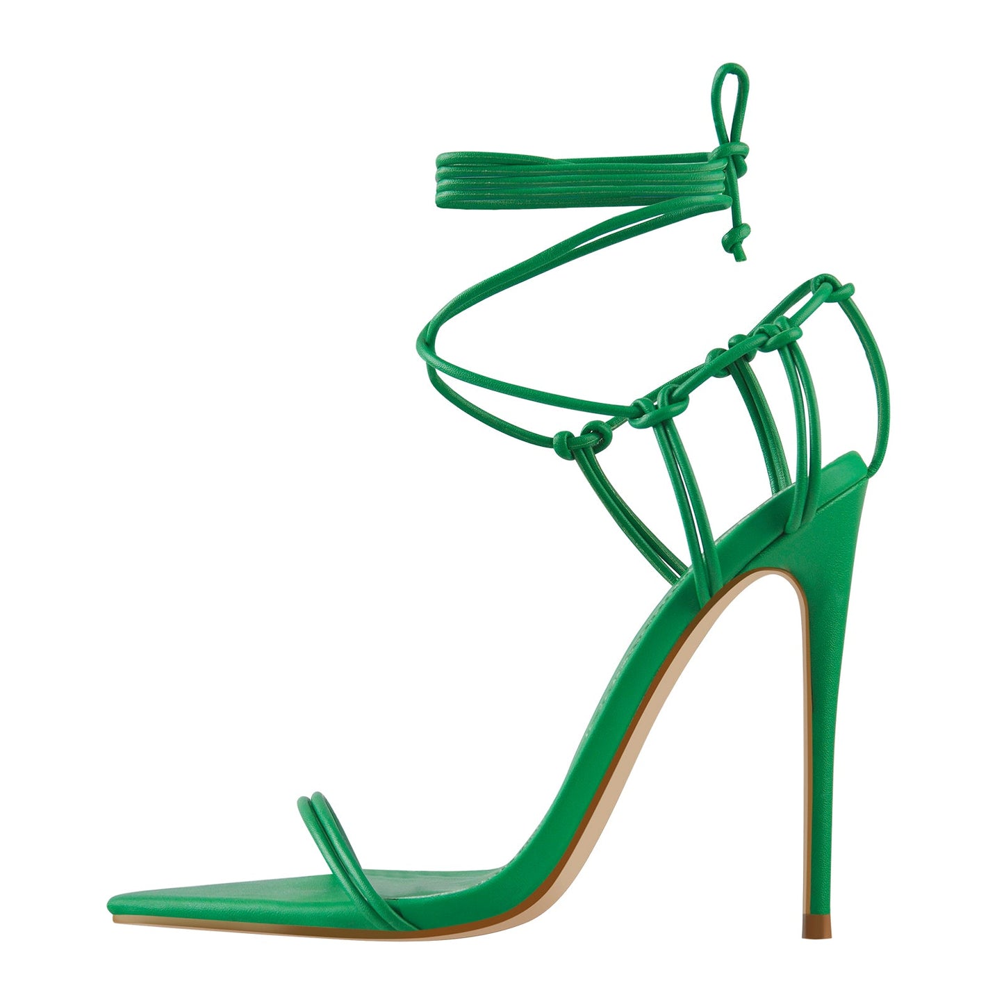 Pointed Toe Lace Up Strap High Heel Sandals