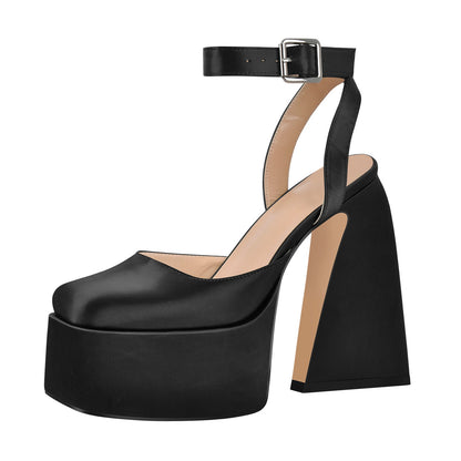 Ankle Strap Platform Chunky High Heel Pumps