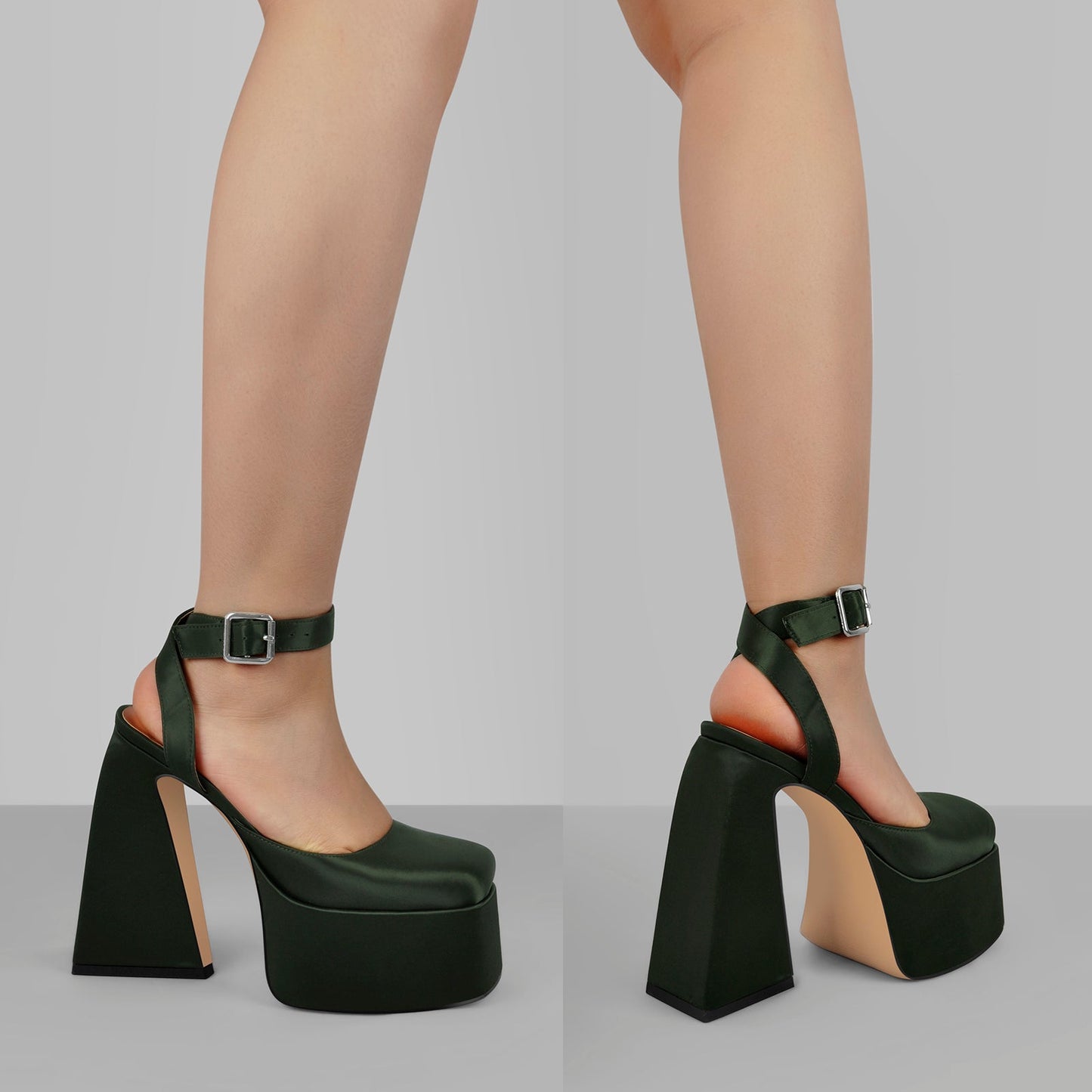 Ankle Strap Platform Chunky High Heel Pumps