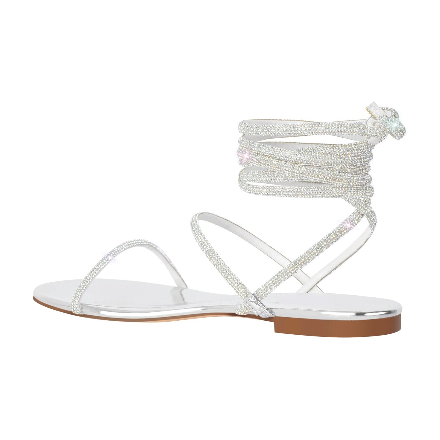 Diamante Lace up Flat Sandals