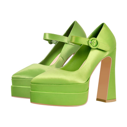 Ankle Strap Chunky Platform Mary Jane Pumps