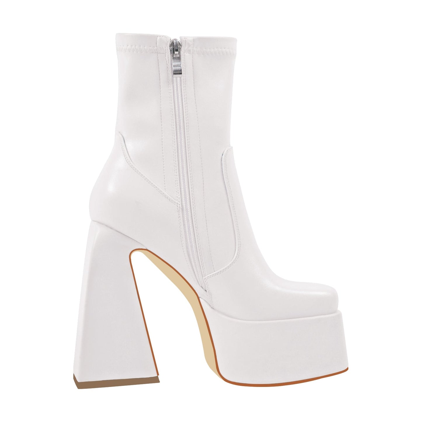 Square Toe Platform Side Zipper Ankle Boots