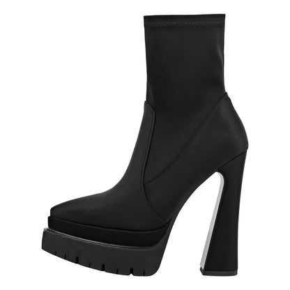 Double Platform Pointed Toe Split Joint Boots