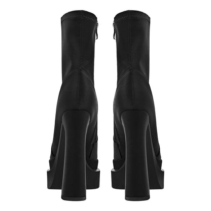 Double Platform Pointed Toe Split Joint Boots