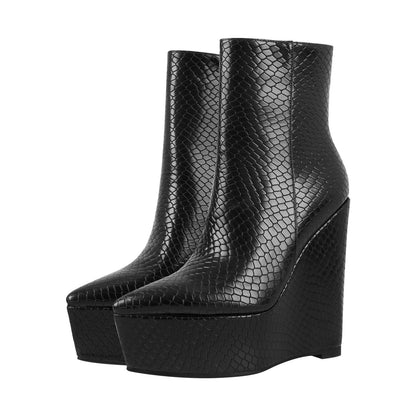 Platform Wedge High Heel Ankle Boots