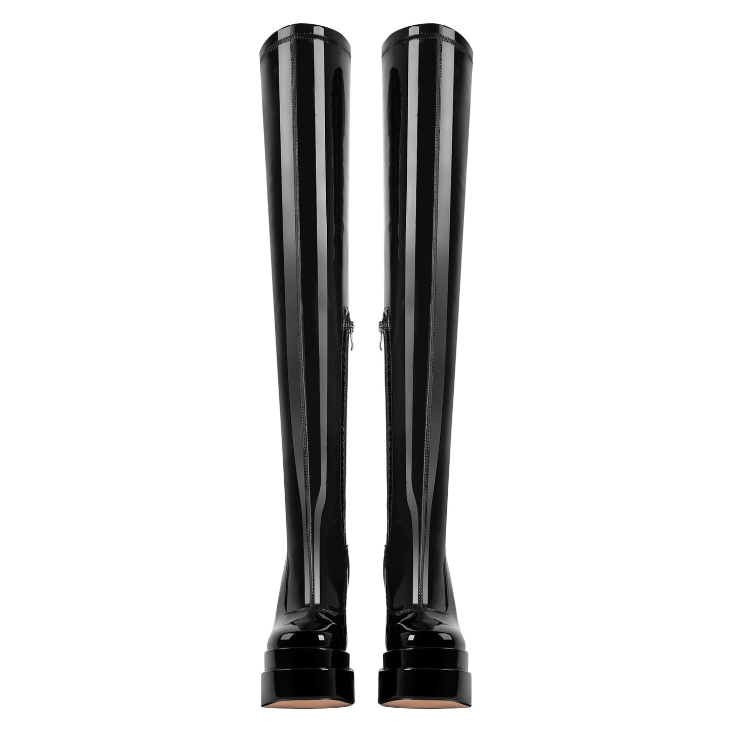 Patent Platform Chunky Over The Knee Thigh Boots