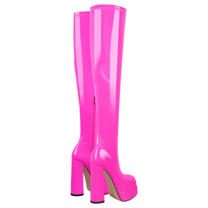 Platform Chunky High Heel Thigh Boots