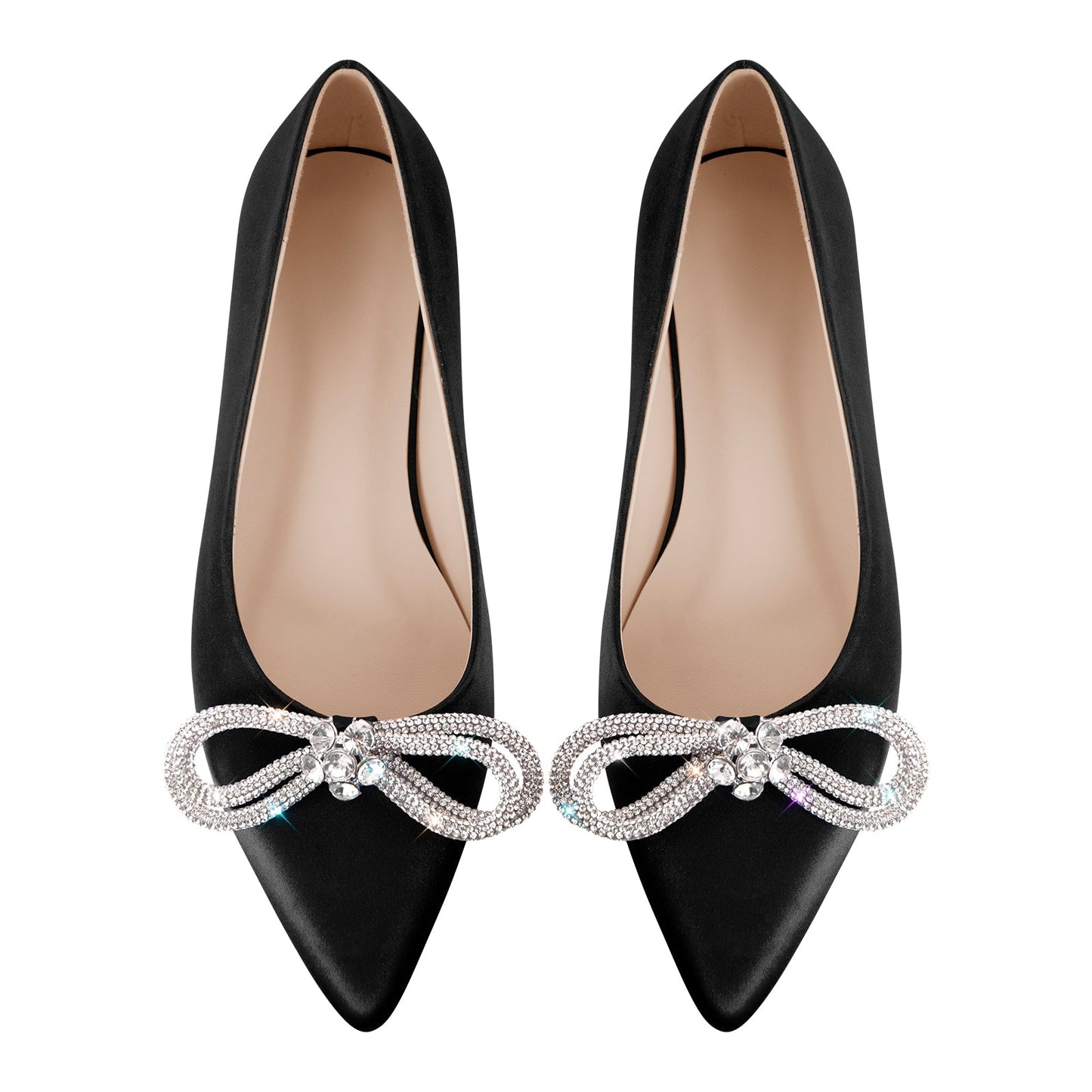 Rhinestones Bow Pointed Toe Flats