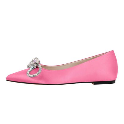 Rhinestones Bow Pointed Toe Flats