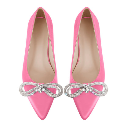 Rhinestones Bow Pointed Toe Flats