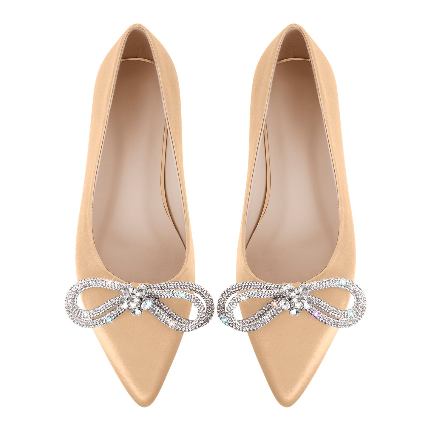 Rhinestones Bow Pointed Toe Flats