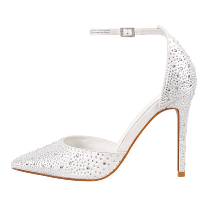 Rhinestone Two-Piece Ankle Strap Stiletto Pumps