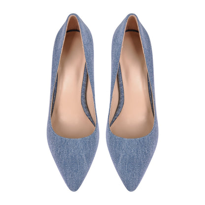 Denim Pointed Toe Stilettos Pumps