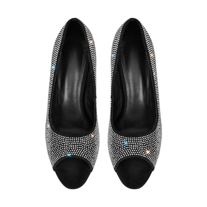 Rhinestone Peep Toe Stiletto Pumps